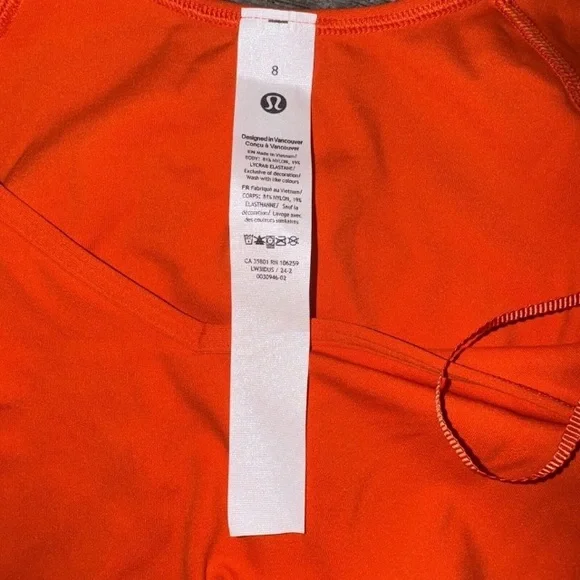 LULULEMON NWT ALIGN LONG SLEEVE ORANGE RED Size 8 SLRO - Picture 4 of 4